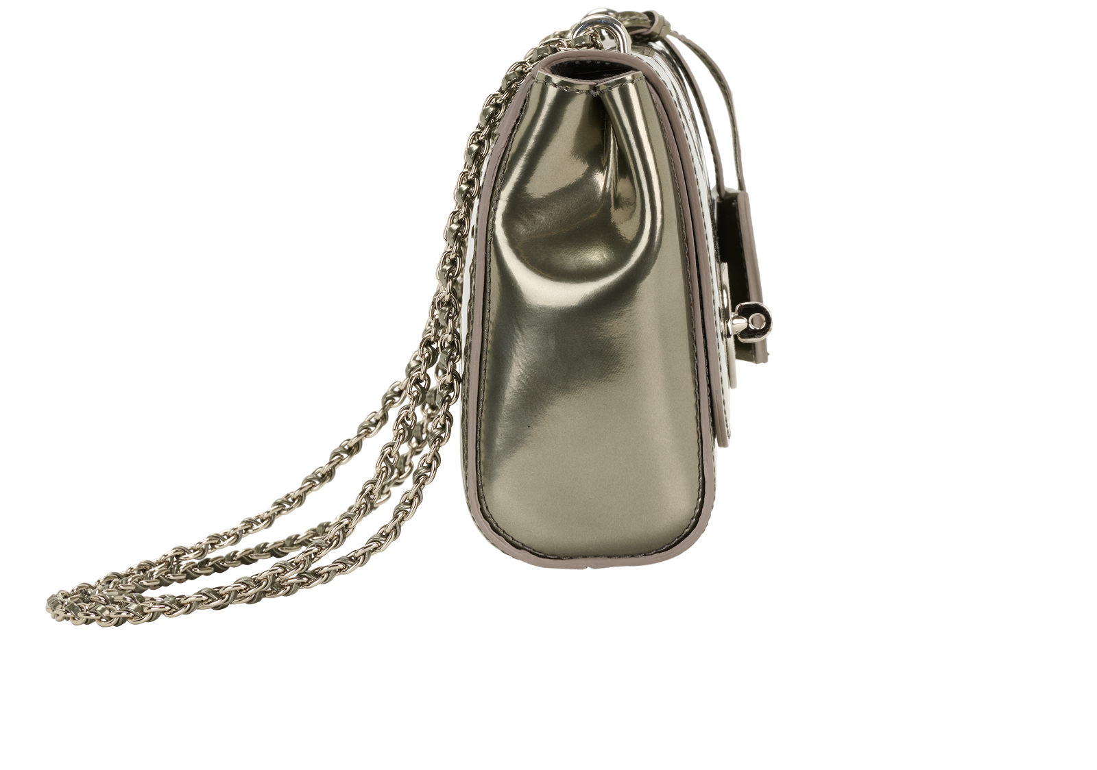 Small Lily, &pound;495, Handbags, Silver, Patent Leather, Side view